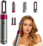 5 in 1 Hair Dryer Brush Set–Air Styler for Hair,Blow Dryer Curling Iron&Airbrush Hair Styler 5 in 1 with Ionic Technology,Detachable Hot Air Brush for Drying,Curling, Straightening (White Gold)