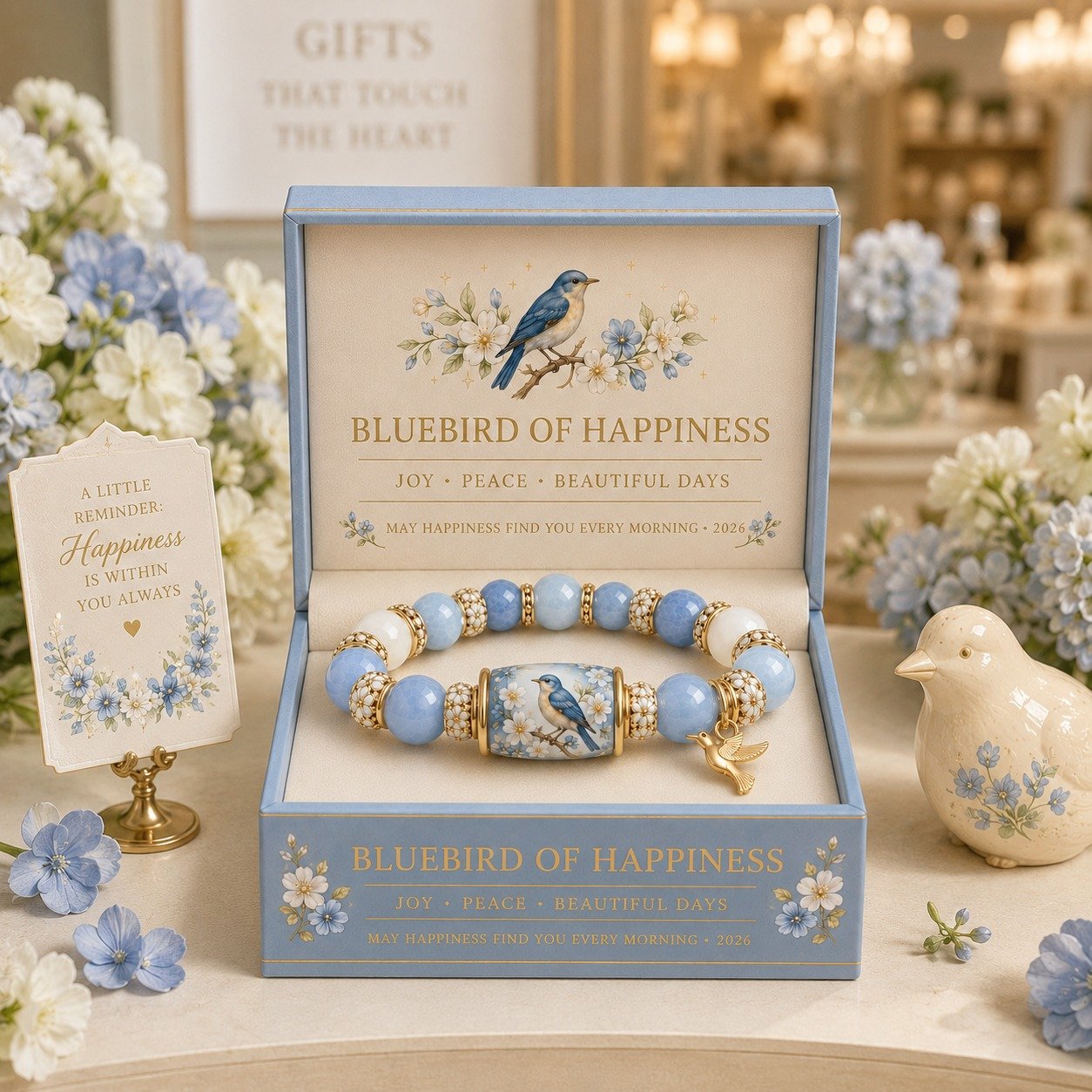 Bluebird bracelet peace joy and good fortune