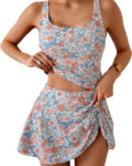 Women’s High-Waist Tank and Skirt Swim Set with Figure-Smoothing Design