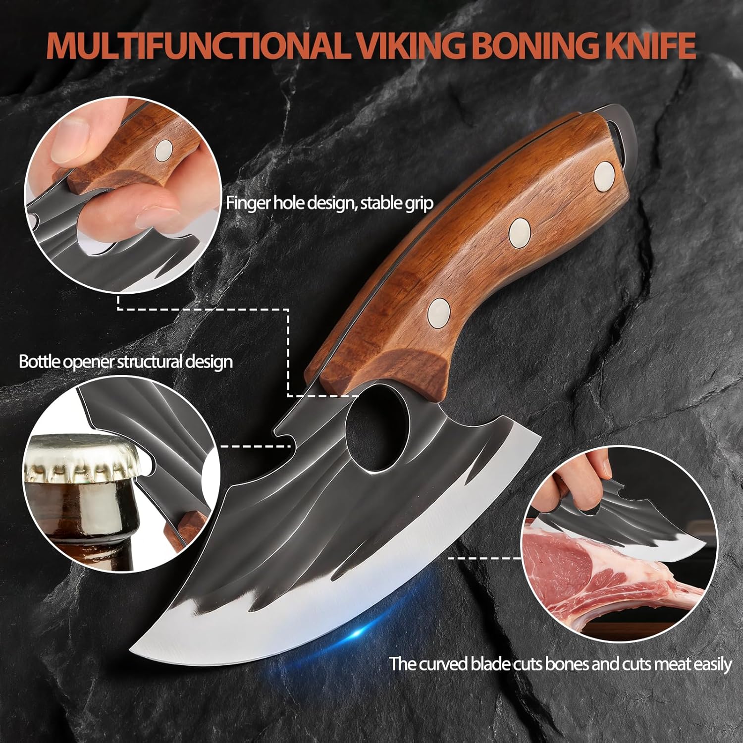 Viking-style boning kitchen knife