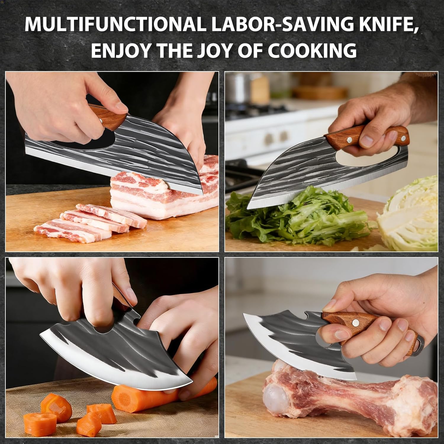 Ergonomic wooden handles kitchen knife set