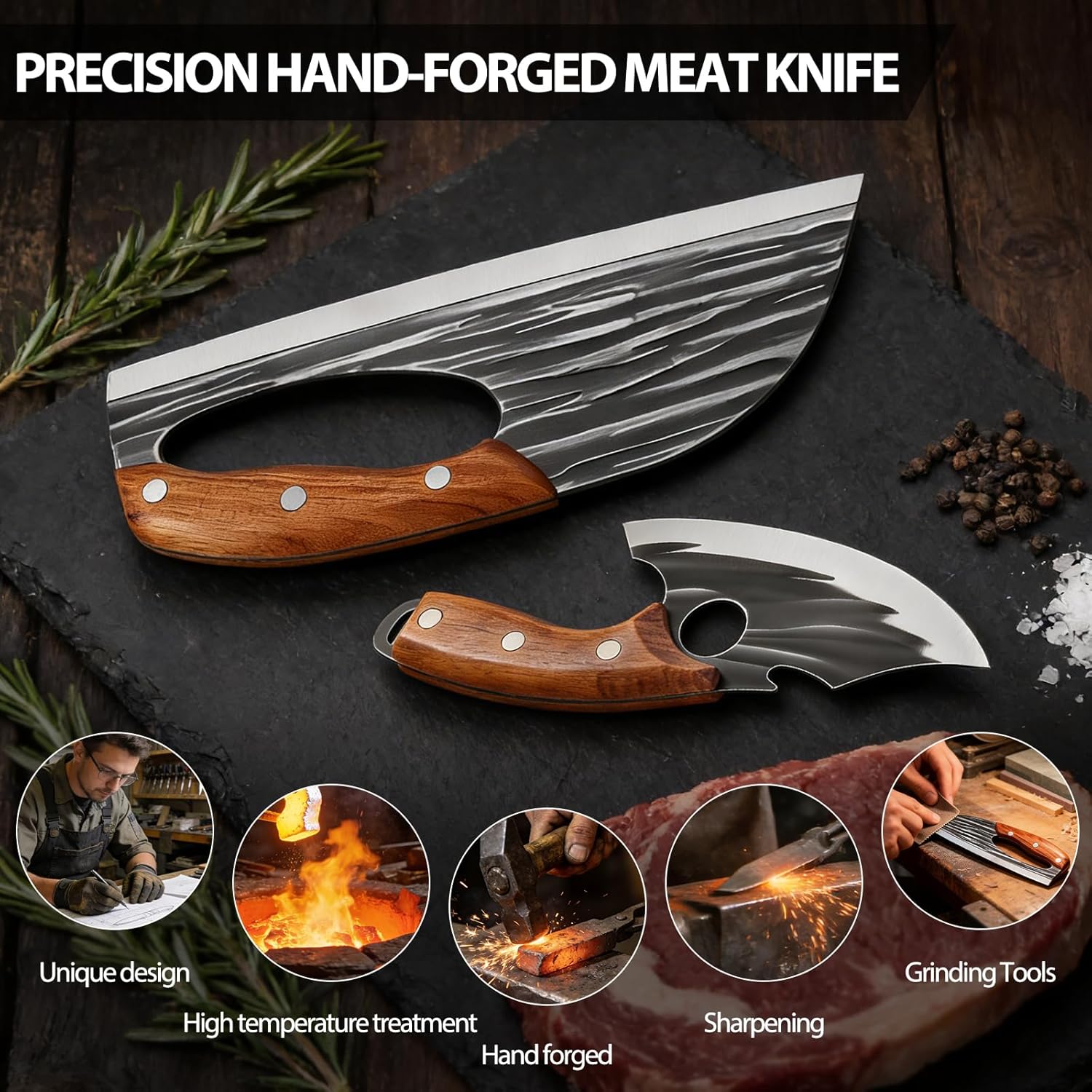 2 piece hand forged kitchen knife set