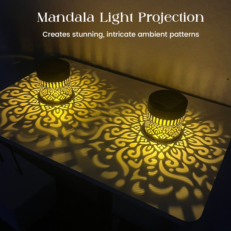 Mandala projection effect from solar wall light