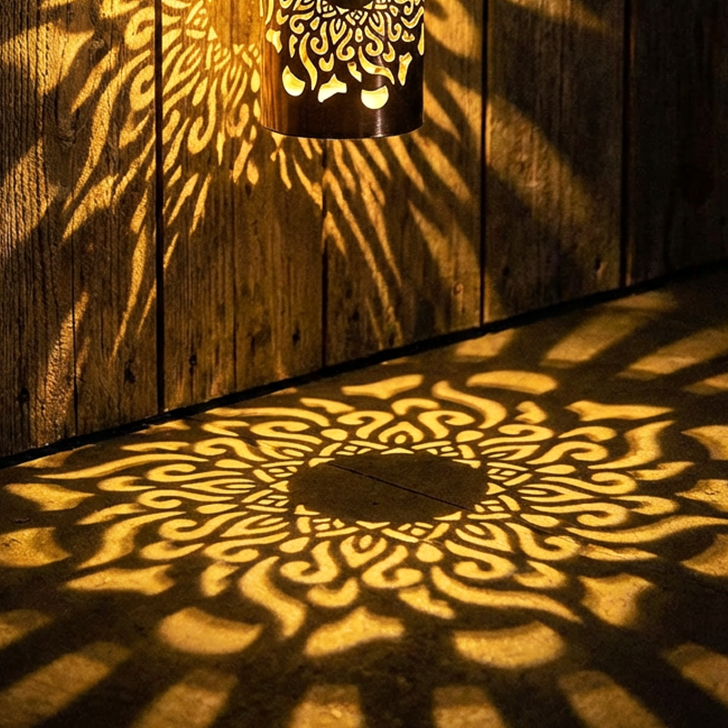 Automatic on off sensor solar mandala projector light
