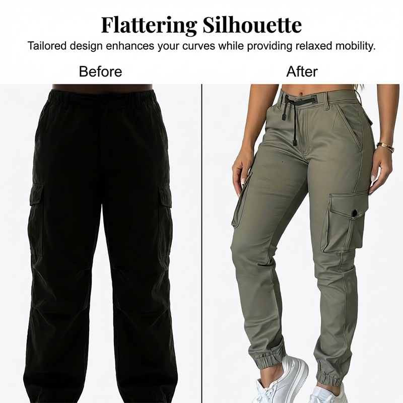 JOGGER-STYLE CUFFS - Creates a tapered silhouette that stylishly showcases your footwear. This modern detail prevents th