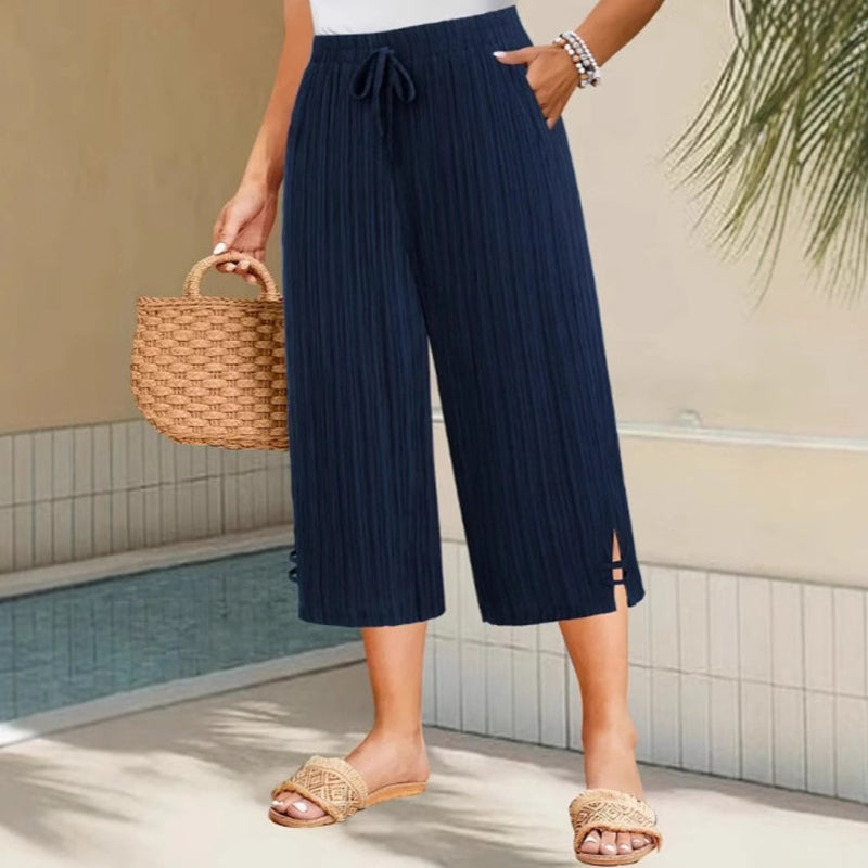 RELAXED WIDE-LEG FIT - Provides ample room for movement and a breezy, airy feel, making these capri pants perfect for st