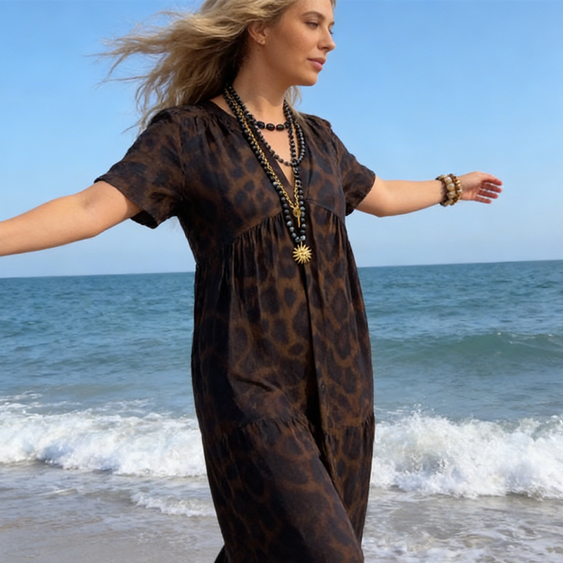 FLOWING MAXI SILHOUETTE - The tiered, full-length skirt creates beautiful movement as you walk. This design offers a gra