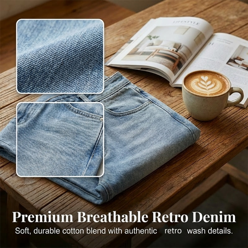 PREMIUM BREATHABLE RETRO DENIM - Crafted from high-quality breathable fabric, these jeans strike the perfect balance bet