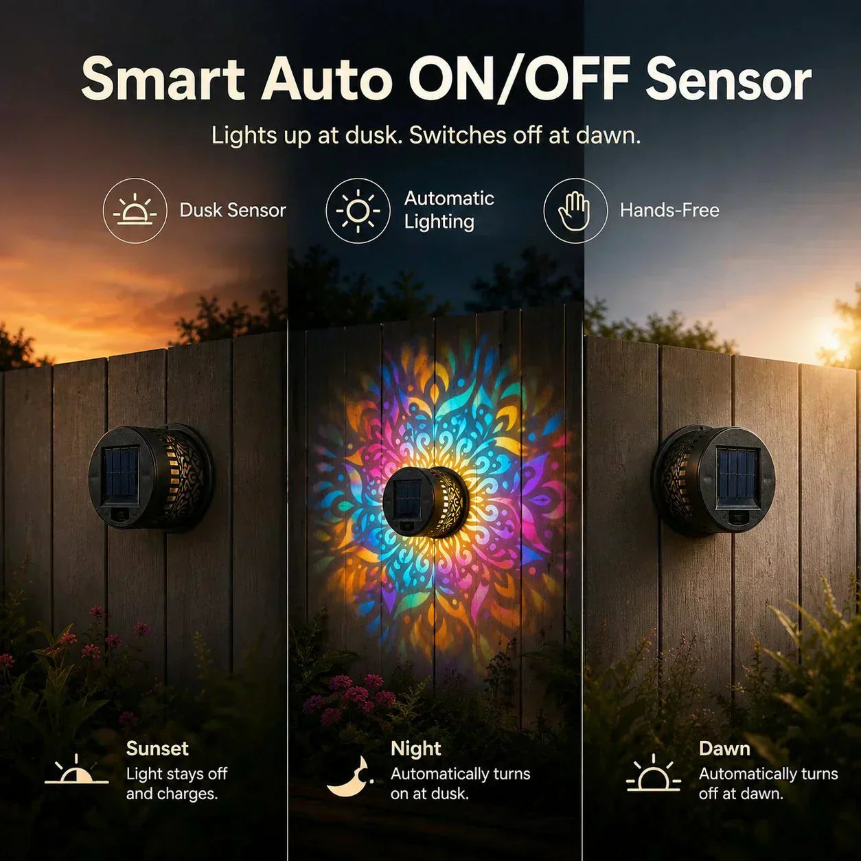 Weather resistant solar mandala projector lamp