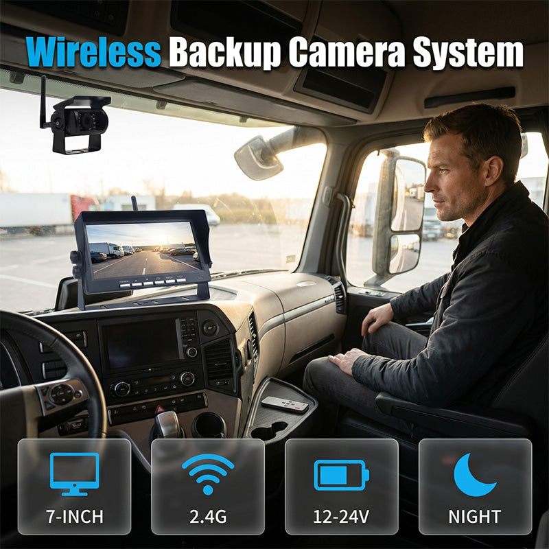FEATURES WIRELESS BACKUP CAMERA SYSTEM - Upgrade your vehicle with this premium 7-inch wireless backup camera system. De