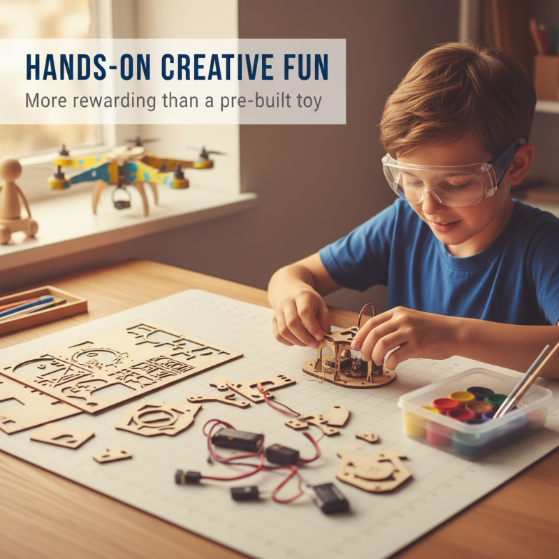 DIY wooden drone building kit with instructions