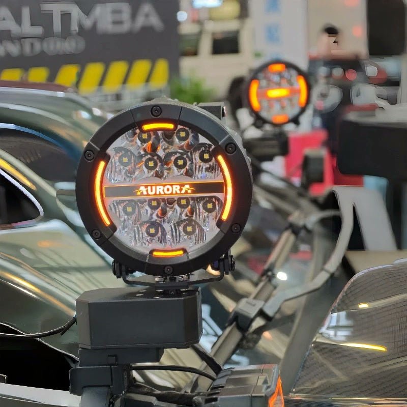 White and amber off-road LED spotlight